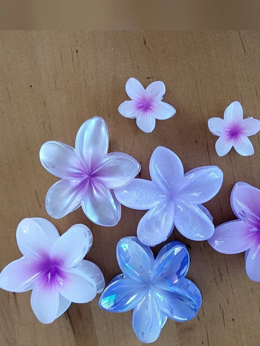 Purple Floral Acrylic Hair Clips Set - Women Accessories